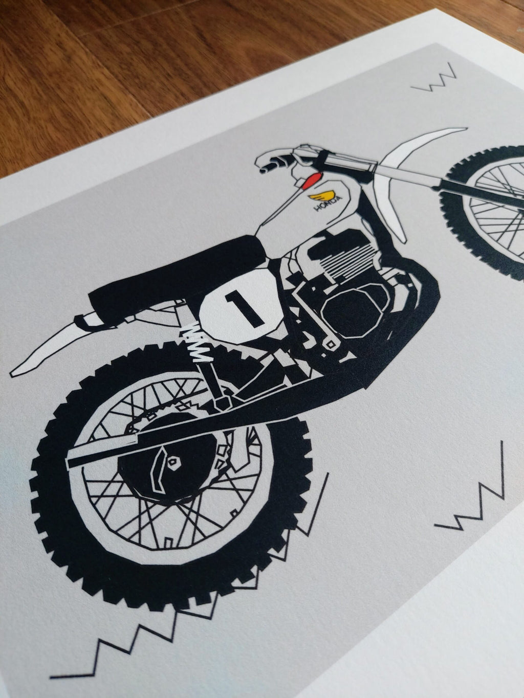 Grey White Vintage Motocross