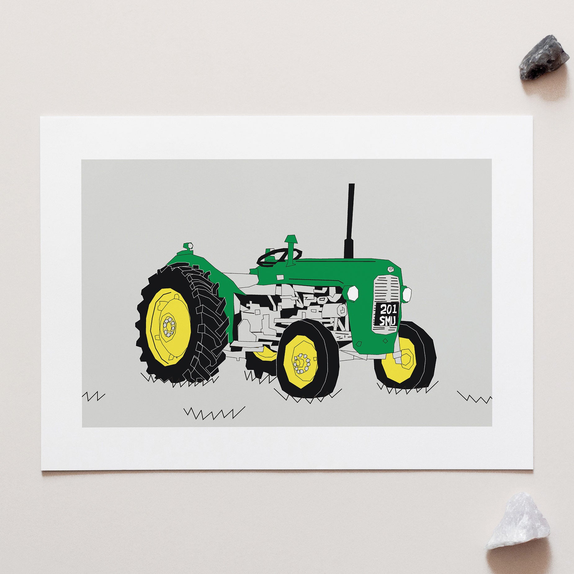 Green Vintage Tractor. Green Vintage Tractor Art Print for sale